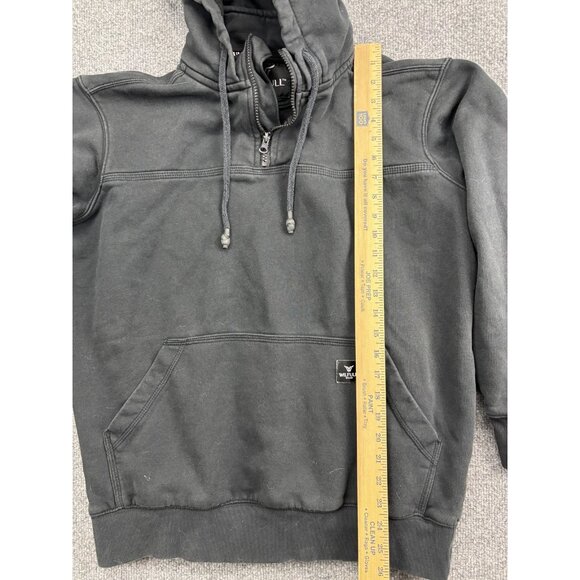 Wilfull Wear Hoodie Mens Small Black Quarter Zip Fleece Lined Warm Sweatshirt - Picture 4 of 9